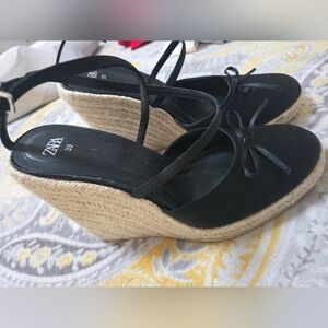 Zara Black Espadrille Wedges